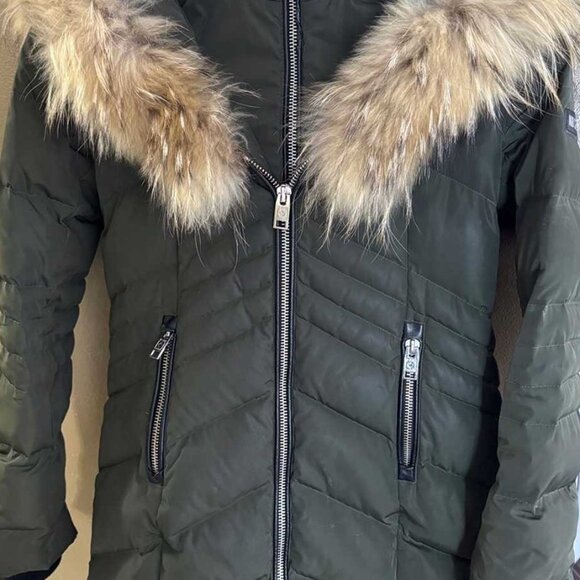 NB Series by Nicole Benisti Duck Down Puffer Jacket Size XS Raccoon Fur Collar - Picture 2 of 6